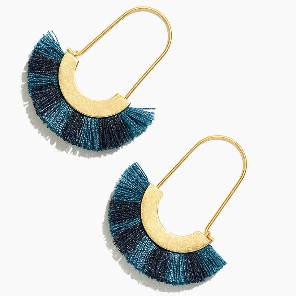 NWT Madewell Arc Wire Fringe Earrings - Tranquil Lake